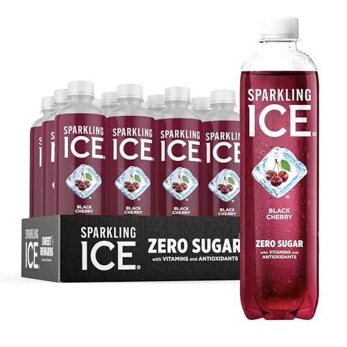 Sparkling Ice, Black Cherry Sparkling Water, Zero Sugar Flavored Water, with Vitamins and Antioxidants, Low Calorie Beverage, 17 fl oz Bottles (Pack of 12) - Black Cherry