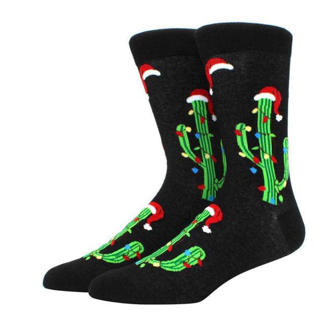 Christmas Cactus Tree Crew Socks - Medium