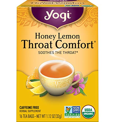 Yogi Tea Honey Lemon Throat Comfort Tea - 16 Tea Bags per Pack (4 Packs) - Soothing Organic Honey Tea - Includes Lemongrass, Peppermint Leaf, Licorice Root, Wild Cherry Bark, Black Pepper & More