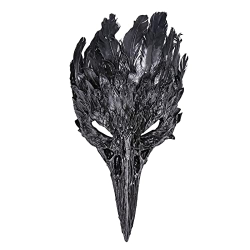 Long Nose Raven Crow Skull Full Face Mask - Black