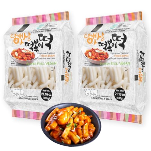 Korean Rice Cake Tteokbokki Stick – 2 Pack (3 Individual Package X 3 Pack) Vegan, Non-GMO, Gluten Free, Halal,Tteok Rice Cakes Food Pasta 21.16 oz Per Pack - 1.32 Pound (Pack of 2)
