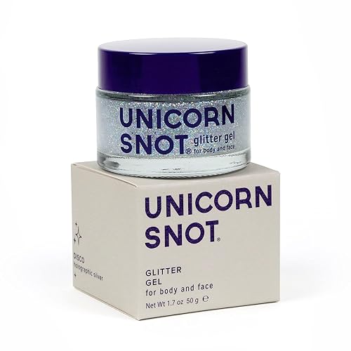 Unicorn Snot Face & Body Glitter Gel - Cosmetic-Grade Holographic Glitter - Stocking Stuffers for Women, Gifts for Teen Girls - Safe for Face, Easy Application & Removal -Silver Glitter, 1.7oz (Disco) - Disco