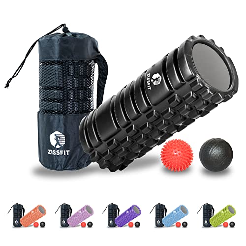 Foam Roller with Massage Balls, Back Roller for Back Pain, Muscles, and Deep Tissue Exercise, High Density EVA Material Massage Roller for Physio-Therapy, Body Fitness and Myofascial Release (Black) - Black