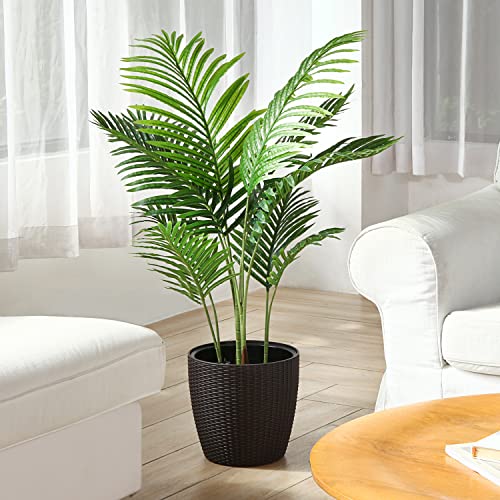 Fopamtri Artificial Areca Palm Plant 110cm Fake Palm Tree with 10 Trunks Faux Tree for Indoor Outdoor Modern Decor Feaux Dypsis Lutescens Plants in Pot for Home Office Perfect Housewarming Gift - 110cm-1 Pack