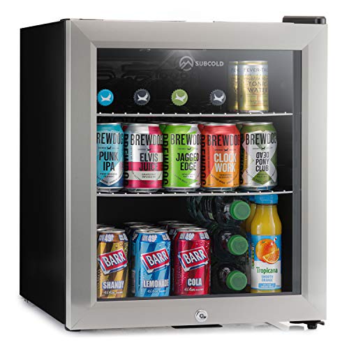 Subcold Super50 LED – Mini Fridge | 50L Beer, Wine & Drinks Fridge | LED Light + Lock and Key | Energy Efficient (Stainless Steel) - Stainless Steel
