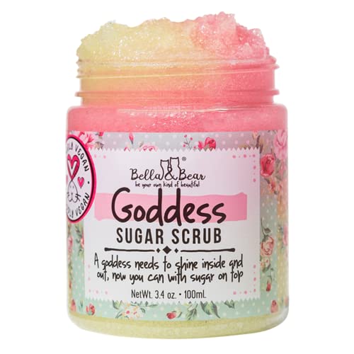 Bella & Bear Goddess Sugar Scrub - Travel Size - Vegan 3.4oz (Travel Size) - 3.4 Fl Oz (Pack of 1)
