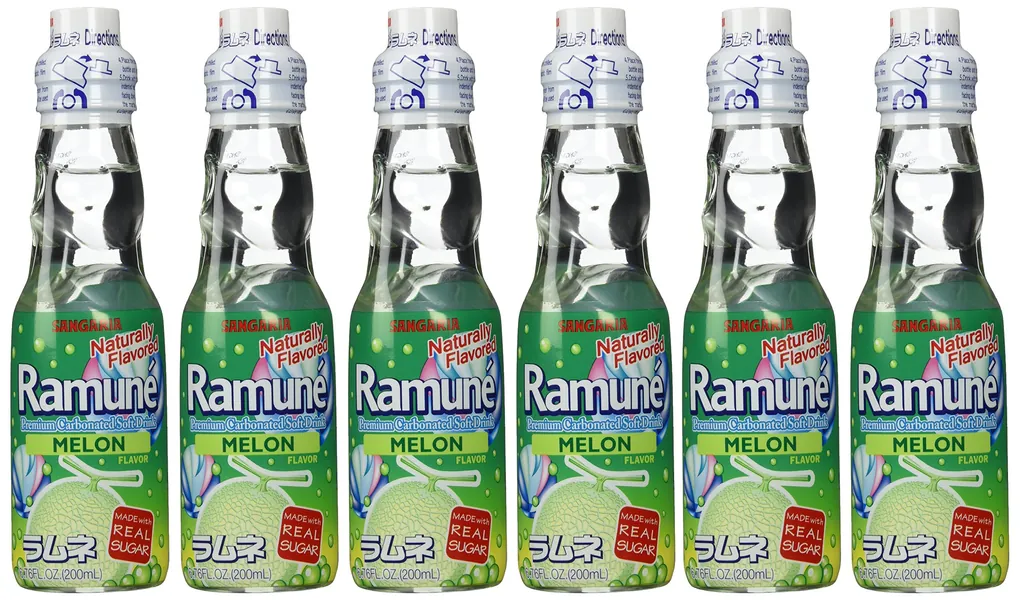 Sangaria Ramune Marble Soft Drink Melon Flavor 6 Pack - 