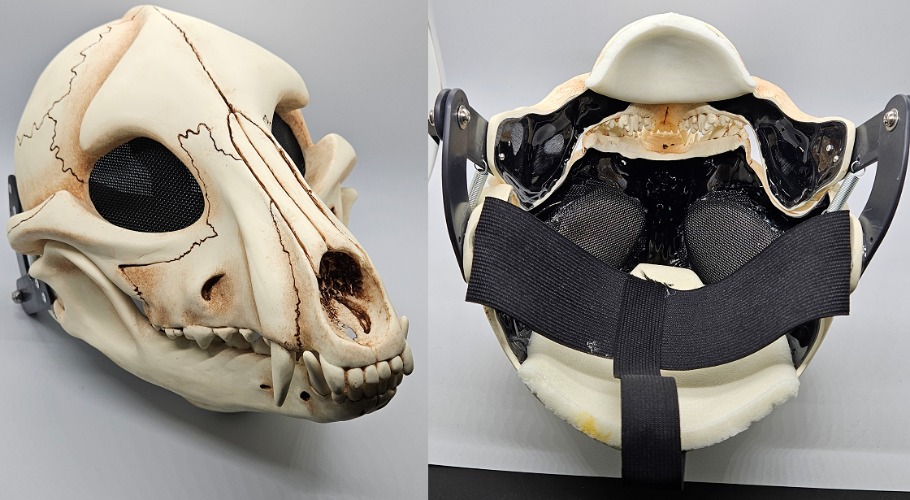 Skeletal K9 Cut and Hinged Mask | Stained Brown / Installing Eye Mesh + Padding/Chin Cup/Elastic
