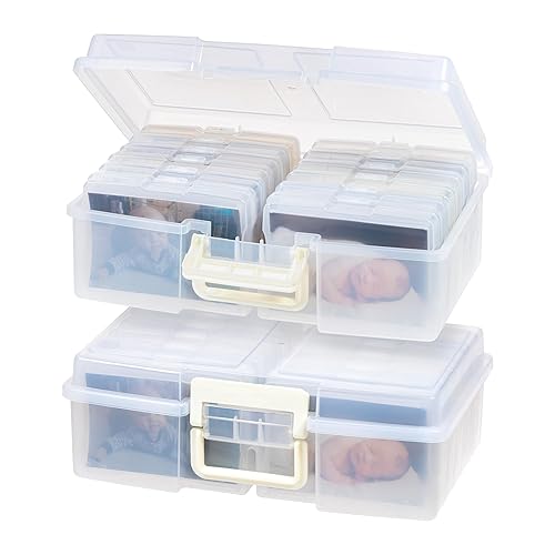 IRIS USA 4"x 6" Photo Storage Box Container Keeper Organizer, 2-Pack, Main Container with 12 Organization Cases for Pictures Crafts Scrapbooking Stationery, Protection and Organization, Clear - 12 Cases (2 Pack) - Clear