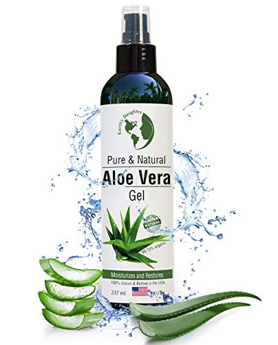 Earth's Daughter Organic Aloe Vera Gel from 100% Pure and Natural Cold Pressed Aloe - Great for Face - Hair- Sunburn - Bug Bites - 8 oz Soothes and Hydrates Skin, Non Greasy, Absorbs Quickly into Your Skin - 8 Fl Oz (Pack of 1)