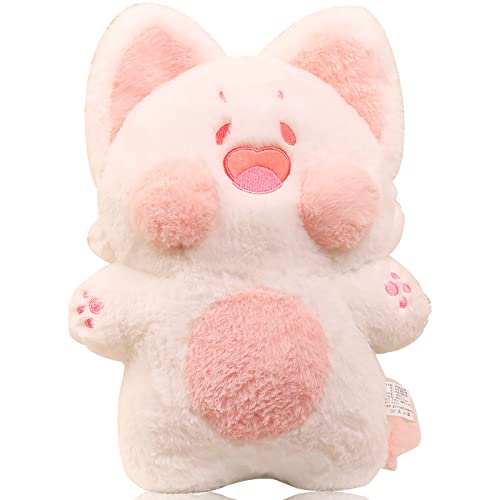 PERUKOYO Cat Plush Toy Stuffed Animals Pillow Kawaii Plushie, Soft Plush Doll for Boys Girls - Pink