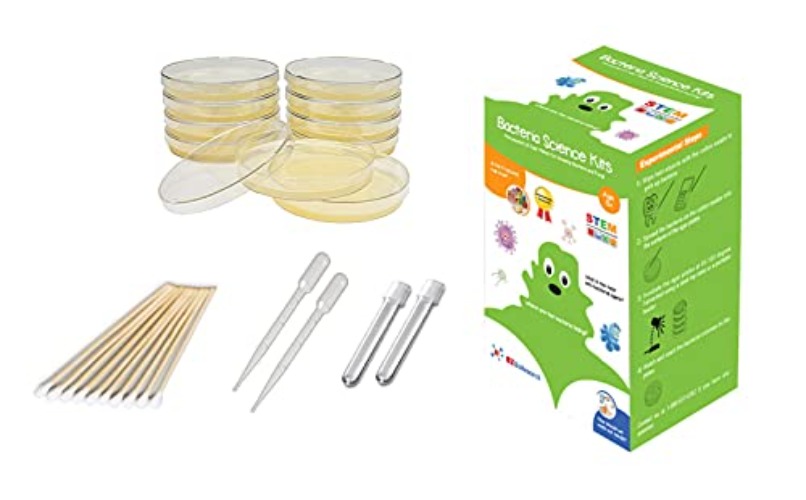 EZ BioResearch Bacteria Science Kit (I) (Gift Pack): Pre-Poured LB Agar Plates and Cotton Swabs, E-Book for Science Fair Project with Award Winning Experiments (I Gift Pack)
