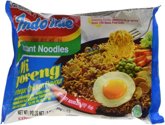 Indomie Instant Fried Noodles BBQ Chicken Flavor for 1 Case (30 Bags), 89 Ounce - 