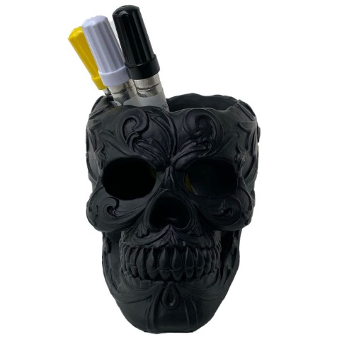 APPVRITIXN Black Skull Makeup Brush Holder Gothic Decor for Home - 