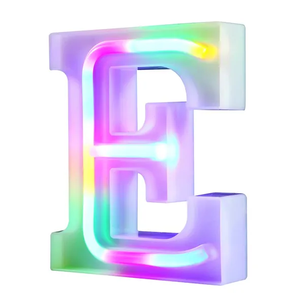 WARMTHOU Neon Letter Lights 26 Alphabet Letter Bar Sign Letter Signs for Wedding Christmas Birthday Partty Supplies,USB/Battery Powered Light Up Letters for Home Decoration-Colourful E