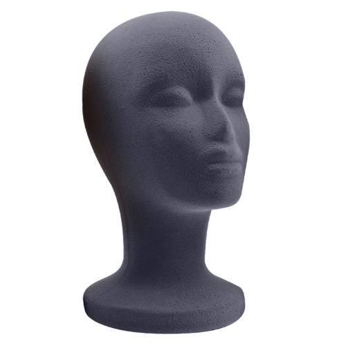 general3 Styrofoam Wig Head Male/Female Mannequin Flocking Head Mold Wig Glasses Hair Jewelry Headset Holder Headwear Display Stand Rack Hairdressing Training Head Model Props (Gray2, 1pc) - Gray2 1pc