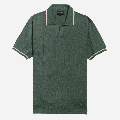 Ribbed Sweater Vintage Cilantro Polo | Cotton Polos | Tie Bar
