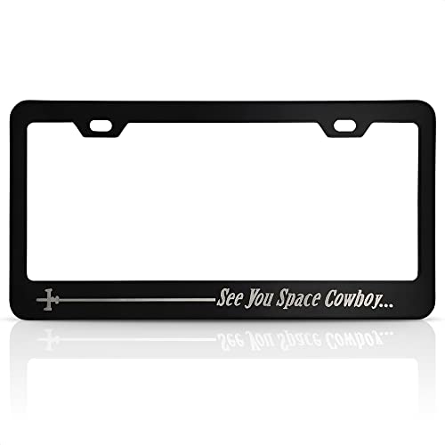 Aluminum Black License Plate Frames - Car License Plate Cover Hardware Bebop License Plate Protector See You Space Cowboy Metal Anime License Plate Frame - Black Metal License Car Plate Frame