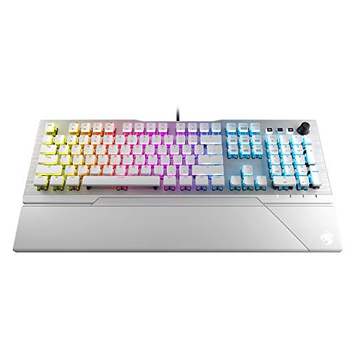 ROCCAT Vulcan 122 Mechanical PC Tactile Gaming Keyboard, Titan Switch, AIMO RGB Backlit Lighting Per Key, Detachable Palm/Wrist Rest, Anodized Aluminum Top Plate, Full Size, White/Silver - Keyboard