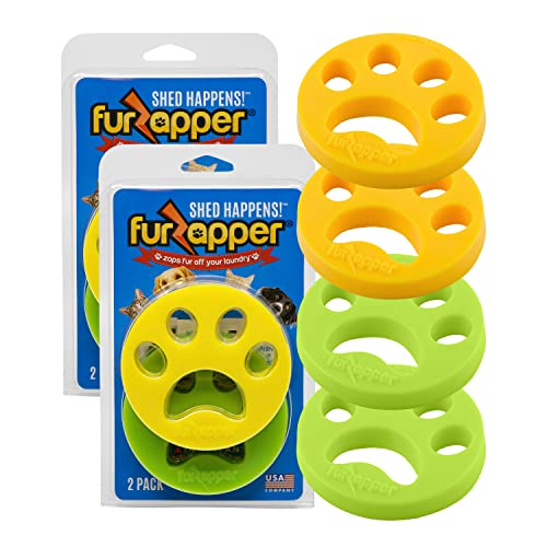 FurZapper Pet Hair Remover for Laundry, 4 Count - Reusable Dog & Cat Hair Remover Tool As Seen on Shark Tank - Removes Pet Fur, Hair, Lint, Dander from Clothes & Laundry - One FurZapper Per Pet - 4 Count