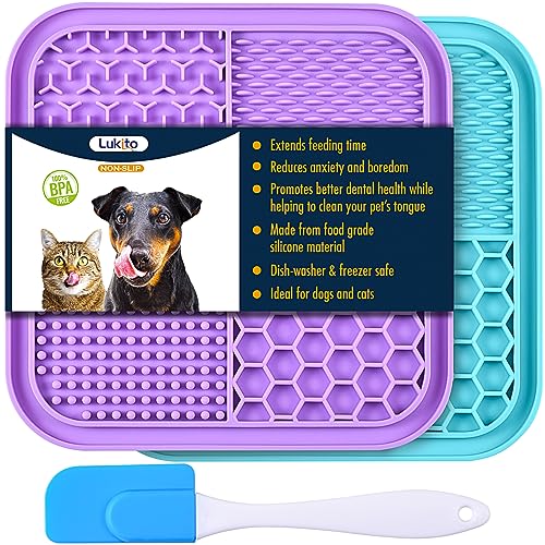2PCS Licking Mat for Dogs with Suction Cups, Premium Lick Pad for Anxiety Relief, Slow Feeder Dog Bowls, Perfect for Bathing, Grooming and Training - Small-2 pcs+1 Spatula