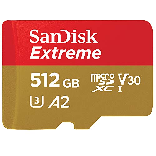 SanDisk 512GB Extreme microSDXC UHS-I Memory Card with Adapter - Up to 160MB/s, C10, U3, V30, 4K, A2, Micro SD - SDSQXA1-512G-GN6MA - Card Only - 512GB