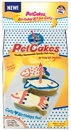 Petcakes Cat Birthday Cake Kit 859989002778 Diy Healthy Frosted 3 Small Fish Pet Cake, 3.5" X 1.5" X 1"