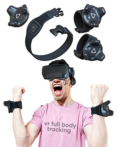 Skywin VR Tracker Belt and Tracker Strap Bundle for HTC Vive System Tracker Pucks - Adjustable Belt and Hand Straps for Waist and Full-Body Tracking in Virtual Reality (1 Belt and 4 Straps)