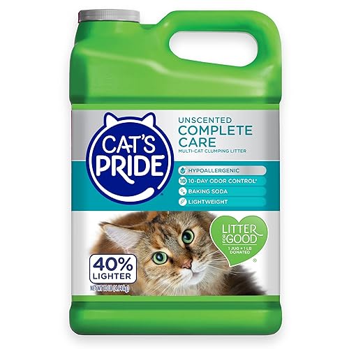 Cat's Pride Premium Lightweight Clumping Litter: Complete Care - Up to 10 Days of Powerful Odor Control - Hypoallergenic - Multi-Cat, Unscented, 10 Pounds - Complete Care with Baking Soda 10lb