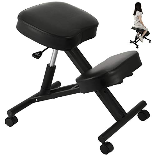 VEVOR Kneeling Chair Ergonomic 250lbs Load Bearing Office Stool Knee Support Chair Kneeling Office Chair Adjustable Knee Stool for Office or Home Angled Kneeling Chair