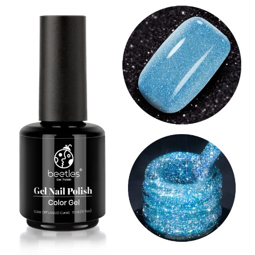 Beetles Reflective Glitter Gel Nail Polish 15ml Deep Ocean Blue Shiny Nail Gel Soak Off LED Nail Lamp Diamond Gel Polish Nail Art Manicure Salon DIY Home Sparkly