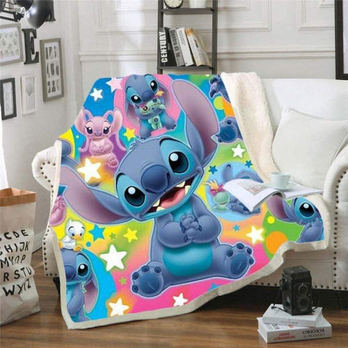 Adult Blanket Cartoon Lilo & Stitch Air Conditioning Blanket Kids Sherpa Office Fashion Quilt Children (Color : Xj09183, Size : 130x150cm) - 130x150cm Xj09183