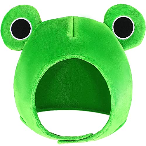Amosfun Cute Plush Frog hat Winter Scarf Cap Ears Winter ski hat Full Headgear Novelty Party Dress up Cosplay Costume Green