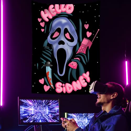UV Blacklight Funny Ghost Face Tapestry, UV Reactive Tapestries Wall Hanging, Glow in The Dark Party Backdrop Tapestry for Bedroom, Living Room ((30x40 inch) - Funny ghost 2