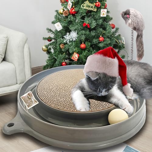AUOON Cat Scratcher Toy, Cat Toy, Scratch pad,Scratching Toy,Post Pad Interactive Training Exercise Mouse Play Toy with Ball (Gray) - Gray