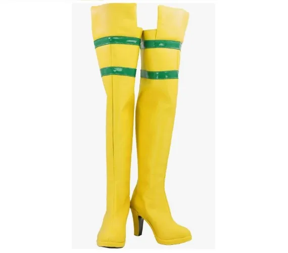 Rogue Cosplay Shoes Thigh High Yellow Boots Costume Accessories - 8 B(M) US Female