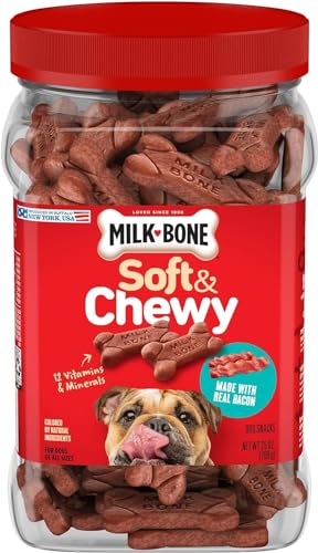 Milk-Bone Soft & Chewy Dog Treats, Bacon Recipe, 25 Ounce, Made with Real Bacon - Bacon - 1.5 Pound (Pack of 1)