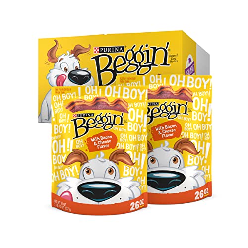 Purina Beggin' Strips With Real Meat Dog Training Treats With Bacon and Cheese Flavors - (2) 26 oz. Pouches - Bacon & Cheese - 1.62 Pound (Pack of 2)