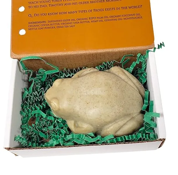 WFG WATERFALL GLEN SOAP COMPANY, LLC, Nathan frog soap, honeysuckle natural, vegan frog bath soap with shea butter