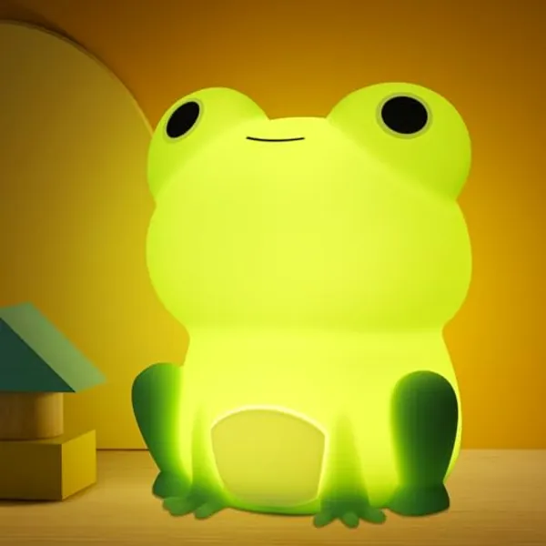 OkiyiD Frog Night Light, Frog Gifts for Girl, Frog Lamp Gifts Bedside Lamp for Nursery, ABS+SIL, Touch Control, Portable and Rechargeable Dimmable, Birthday Gifts for Boys Girls - Frog