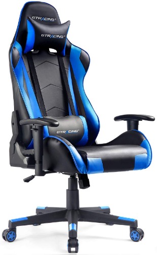 GTRACING Gaming Chair Racing Office Computer Chair Ergonomic Video Game Chair Backrest and Seat Height Adjustable Swivel Recliner with Headrest and Lumbar Pillow Royal Blue - Royal Blue