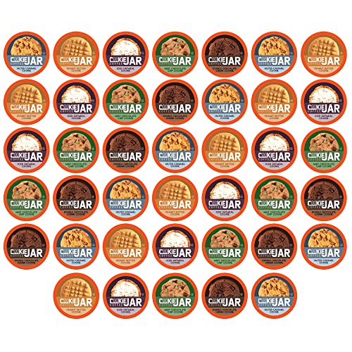Cookie Jar Assorted Flavored Coffee Pods for Keurig K Cup Brewers, 40 Count Variety Pack – Flavored Coffee Sampler with Multiple Delicious Options - Assorted Variety Pack - 40 Count (Pack of 1)