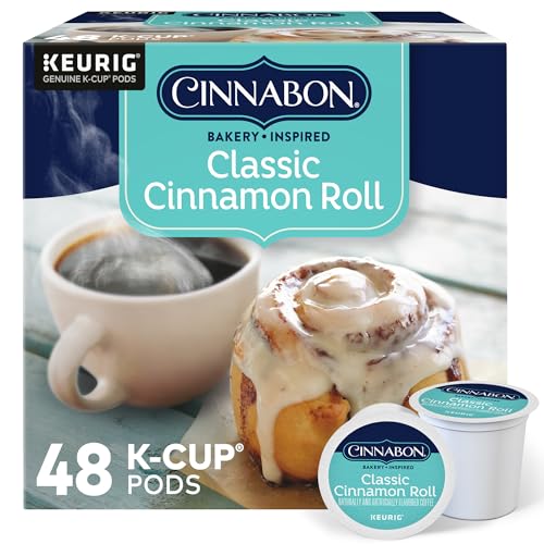 Cinnabon Classic Cinnamon Roll Keurig Single-Serve K-Cup Pods, Light Roast Coffee, 48 Count - Classic Cinnamon Roll - 48 Count (Pack of 1)