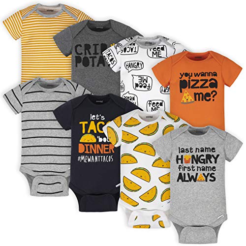 Onesies Brand baby-boys 8-pack Short Sleeve Mix & Match Bodysuits - Newborn Grey Hungry