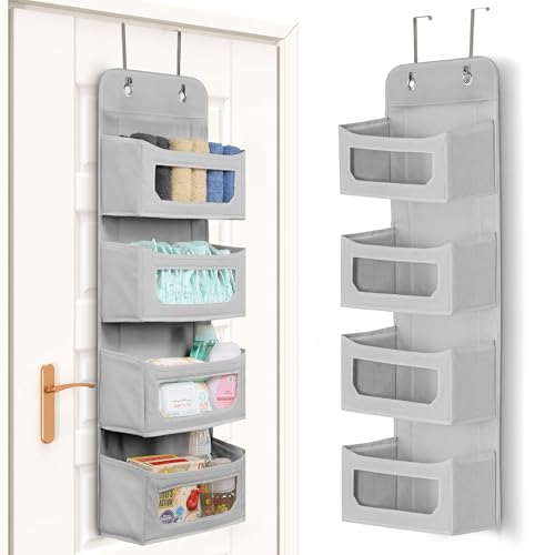 Utopia Home Over The Door Organizer 4 Shelf Hanging Closet Organizers and Storage Organizer for Closet, RV Baby Kids Closet Door Organizers for Storage, Nursery, Bedroom (Grey) - 4 Pockets - Grey