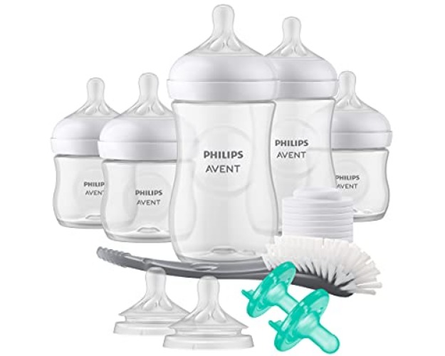 Philips AVENT Natural Baby Bottle with Natural Response Nipple, Newborn Baby Gift Set, SCD838/02 - Gift Set - Clear