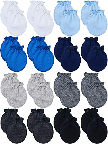 16 Pairs Newborn Baby Cotton Mittens No Scratch Gloves Unisex Newborn Mittens for baby Boys Girls 0-6 Months - Multi-color