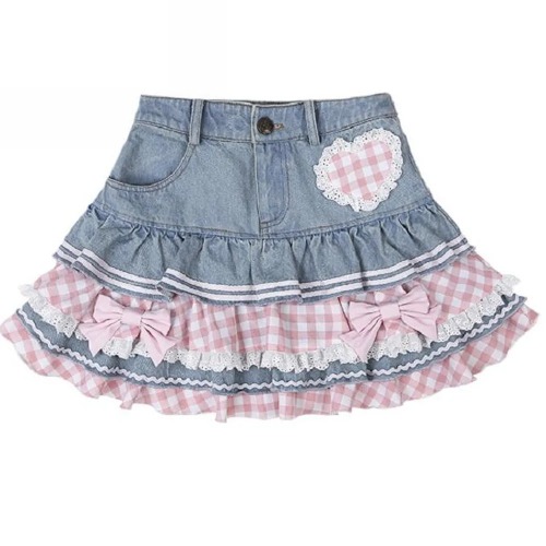 Kawaii Harajuku Denim Mini Skirts - Blue / XXL