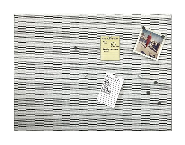 Umbra Bulletboard – Cork Board, Bulletin Board and Magnetic Board for walls – Modern Look with Dual Surface Design – Includes 12 Pushpins and 12 Magnets, 21x15 Inches - Nickel Bulletboard