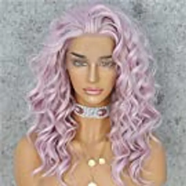 SAPPHIREWIGS Light Purple Pink Color Curly No-Tangle Glueless Women Party Daily Makeup Cosplay Party Women Fashion Synthetic Lace Front Wigs
